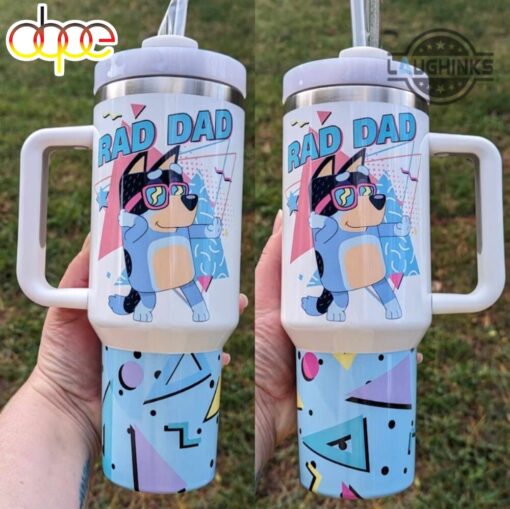 bandit heeler bluey cartoon custom stanley quencher 40oz stainless steel tumbler with handle zuk5z