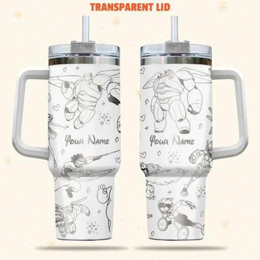 baymax big hero six disney cartoon custom stanley quencher 40oz stainless steel tumbler with handle feejj