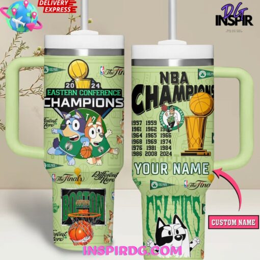 bluey and boston celtics nba custom stanley quencher 40oz stainless steel tumbler iwlhd