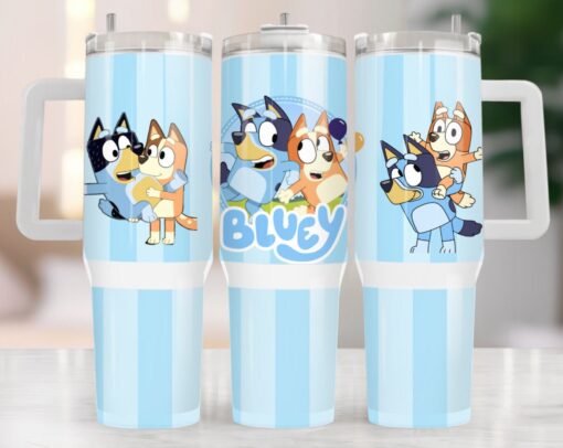 bluey heeler family cartoon custom stanley quencher 40oz stainless steel tumbler with handle z2asg