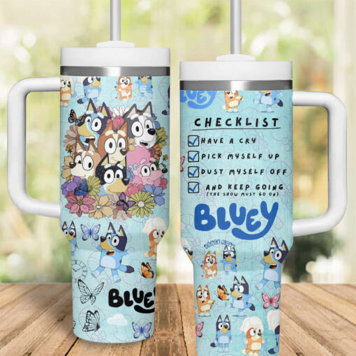 bluey tv series custom stanley quencher 40oz stainless steel tumbler ky8cm