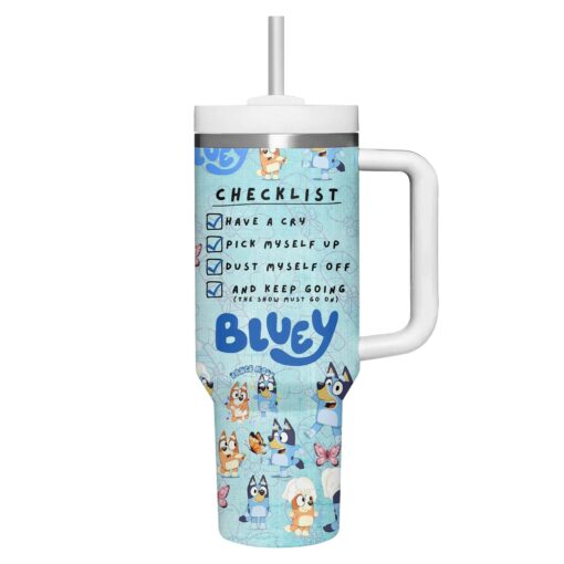 bluey tv series custom stanley quencher 40oz stainless steel tumbler