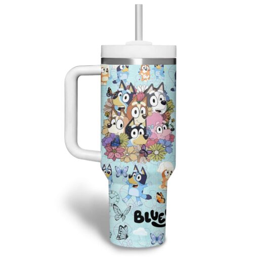 bluey tv series custom stanley quencher 40oz stainless steel tumbler