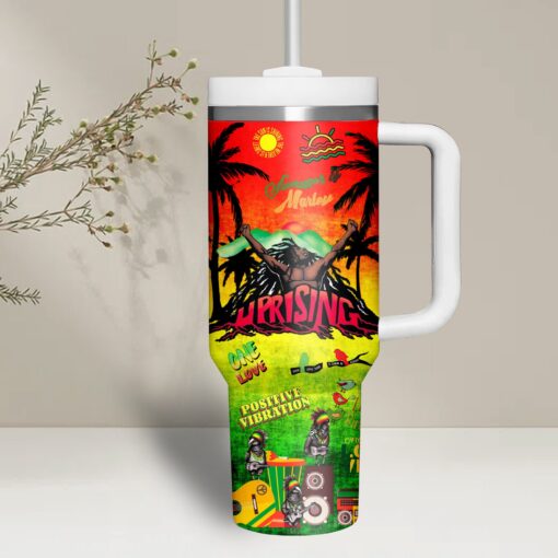 bob marley music custom stanley quencher 40oz stainless steel tumbler with handle l05te