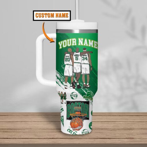 boston celtics nba custom stanley quencher 40oz stainless steel tumbler 5hkws