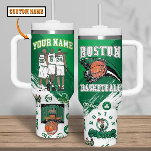 boston celtics nba custom stanley quencher 40oz stainless steel tumbler notlb 1