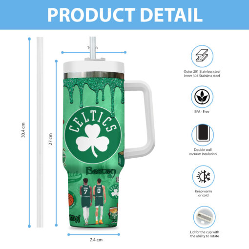 boston celtics nba custom stanley quencher 40oz stainless steel tumbler with handle 6j8k0