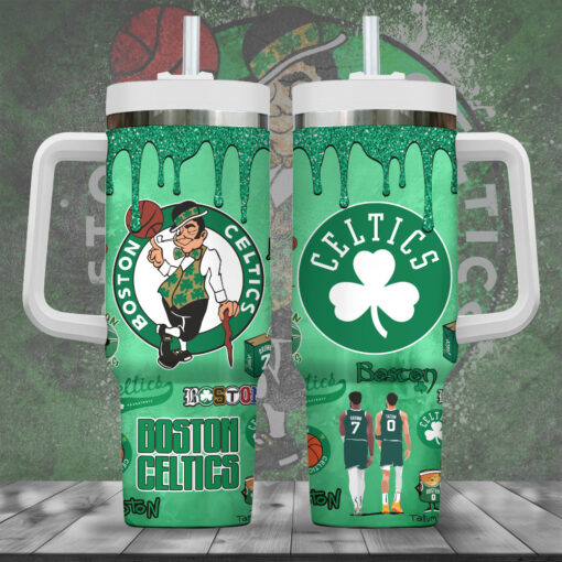 boston celtics nba custom stanley quencher 40oz stainless steel tumbler with handle bukcj 1