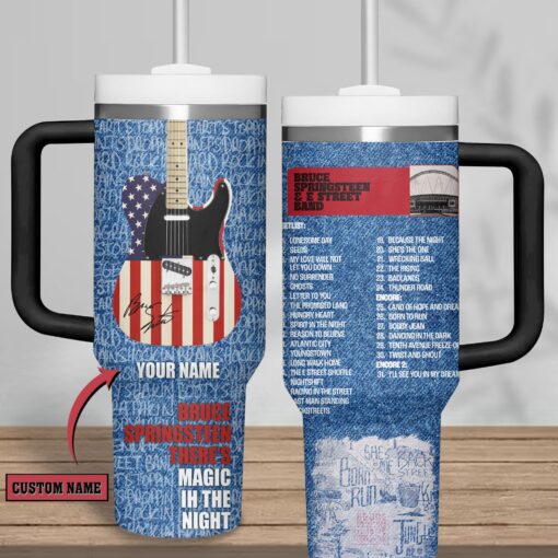 bruce springsteen music custom stanley quencher 40oz stainless steel tumbler with handle v1pez