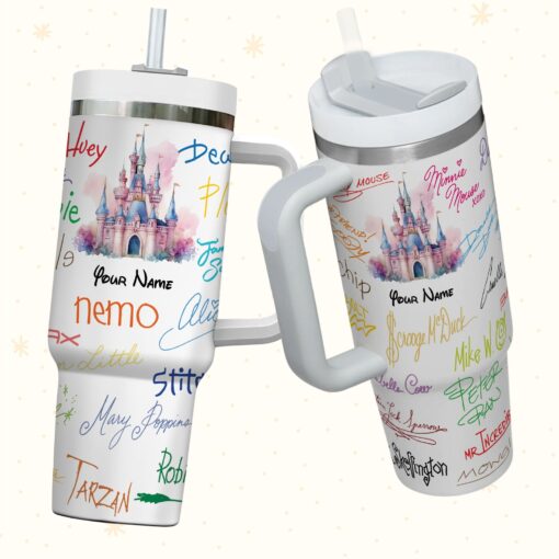 character signature disney cartoon custom stanley quencher 40oz stainless steel tumbler with handle hd03e