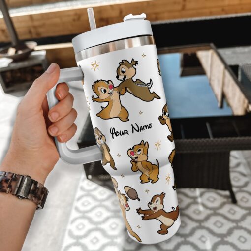 chip and dale disney cartoon custom stanley quencher 40oz stainless steel tumbler with handle dsaap