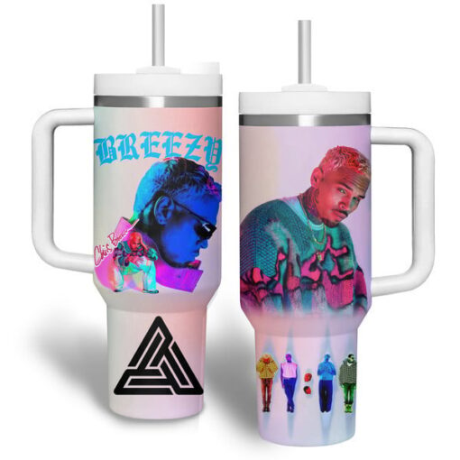 chris brown breezy music custom stanley quencher 40oz stainless steel tumbler with handle onlfw