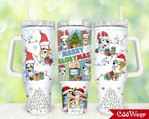 christmas blueycartoon custom stanley quencher 40oz stainless steel tumbler with handle ifef1