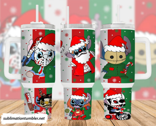 christmas horror stitch disney cartoon custom stanley quencher 40oz stainless steel tumbler with handle ycoww