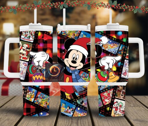 christmas mickey mouse disney cartoon custom stanley quencher 40oz stainless steel tumbler with handle kyojk