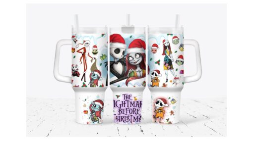 christmas the nightmare before christmas disney cartoon custom stanley quencher 40oz stainless steel tumbler with handle 6qkcd