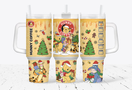 christmas winnie the pooh disney cartoon custom stanley quencher 40oz stainless steel tumbler with handle t5tmo