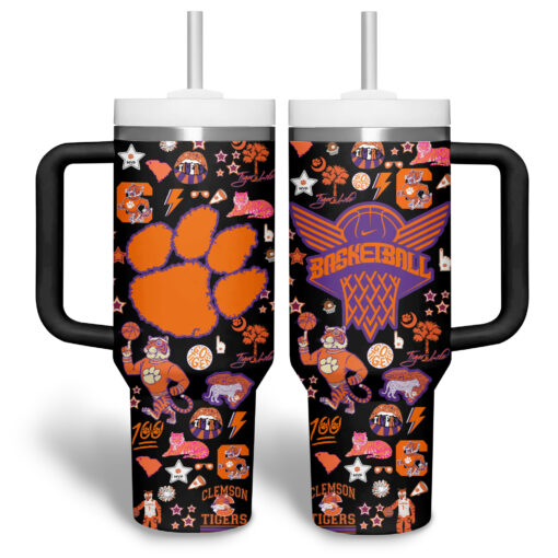 clemson tigers basketball ncaa custom stanley quencher 40oz stainless steel tumbler 0kmsj