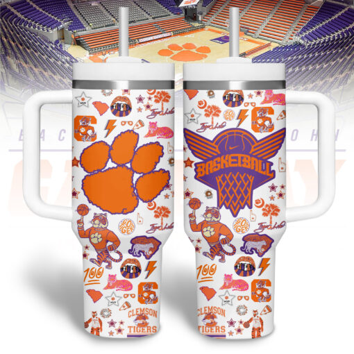 clemson tigers basketball ncaa custom stanley quencher 40oz stainless steel tumbler 2i2jl