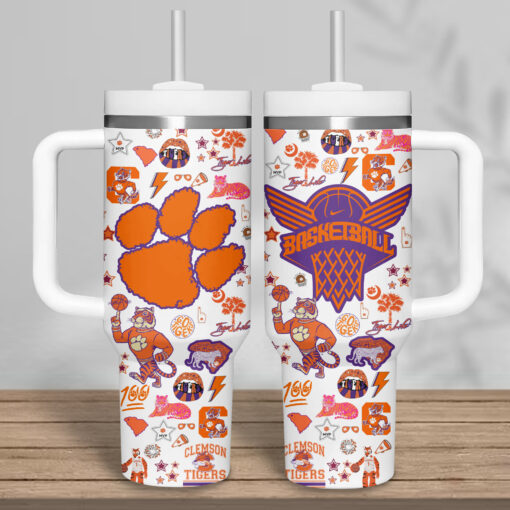 clemson tigers basketball ncaa custom stanley quencher 40oz stainless steel tumbler 5qakp