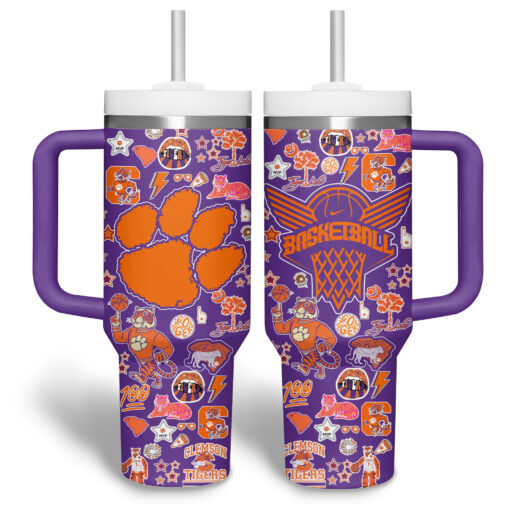 clemson tigers basketball ncaa custom stanley quencher 40oz stainless steel tumbler 7p8e4