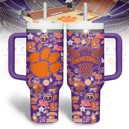 clemson tigers basketball ncaa custom stanley quencher 40oz stainless steel tumbler mript