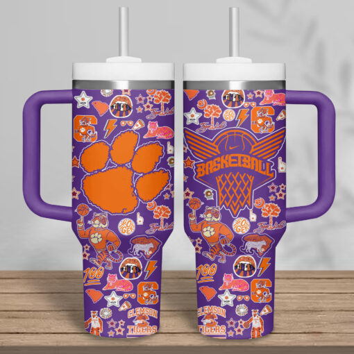 clemson tigers basketball ncaa custom stanley quencher 40oz stainless steel tumbler qhusb