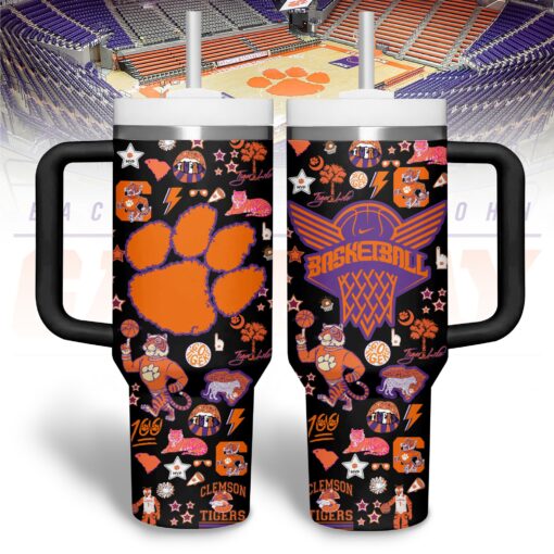 clemson tigers basketball ncaa custom stanley quencher 40oz stainless steel tumbler rhjiw 1