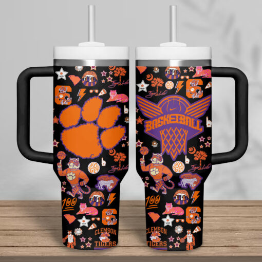 clemson tigers basketball ncaa custom stanley quencher 40oz stainless steel tumbler wacr2