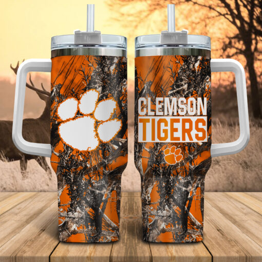 clemson tigers ncaa hunting custom stanley quencher 40oz stainless steel tumbler with handle 5w7tn 1