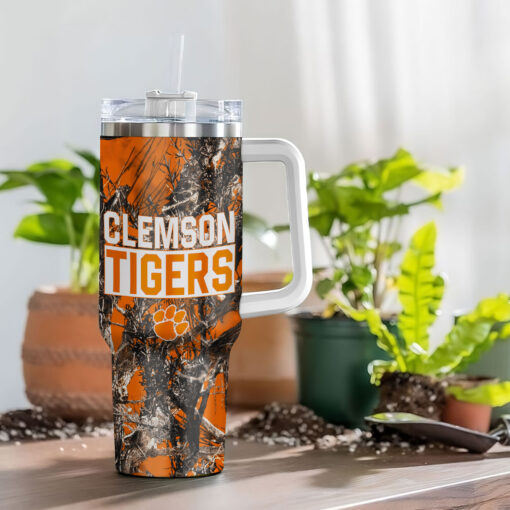 clemson tigers ncaa hunting custom stanley quencher 40oz stainless steel tumbler with handle bssif