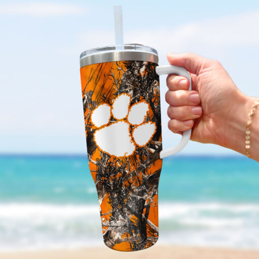 clemson tigers ncaa hunting custom stanley quencher 40oz stainless steel tumbler with handle ywgmp