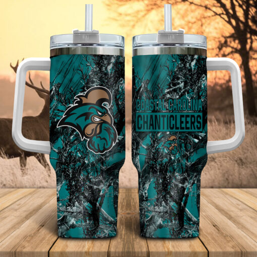 coastal carolina chanticleers ncaa hunting custom stanley quencher 40oz stainless steel tumbler with handle mf2va 1