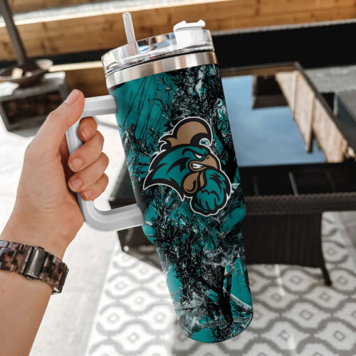 coastal carolina chanticleers ncaa hunting custom stanley quencher 40oz stainless steel tumbler with handle ztdyw