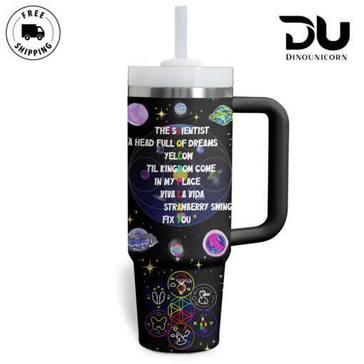 coldplay music custom stanley quencher 40oz stainless steel tumbler with handle