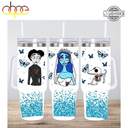 corpse bride cartoon custom stanley quencher 40oz stainless steel tumbler with handle 92oit