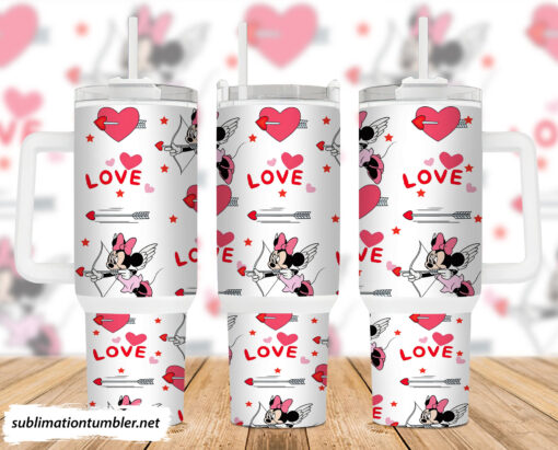 cupid minnie mouse disney cartoon custom stanley quencher 40oz stainless steel tumbler with handle cfrq2