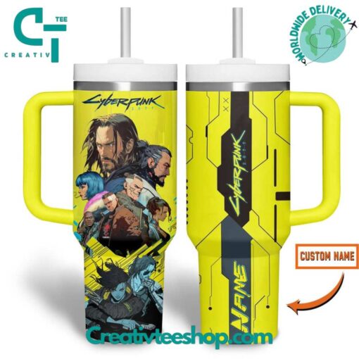 cyberpunk 2077 games custom stanley quencher 40oz stainless steel tumbler with handle 9hlsz