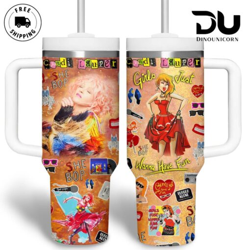 cyndi lauper music custom stanley quencher 40oz stainless steel tumbler with handle o9ky8