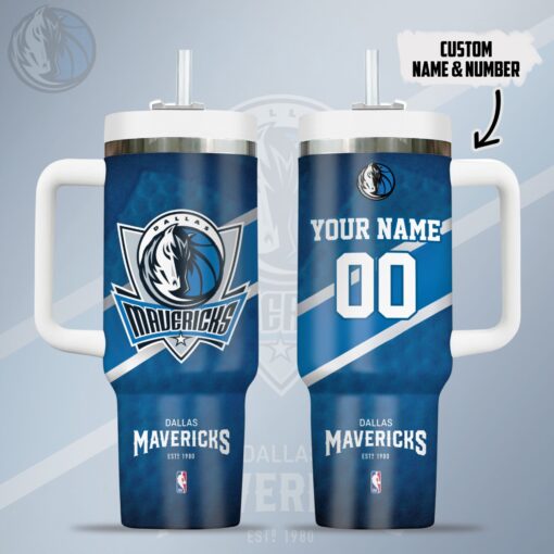 dallas mavericks nba custom stanley quencher 40oz stainless steel tumbler with handle ges7y 1