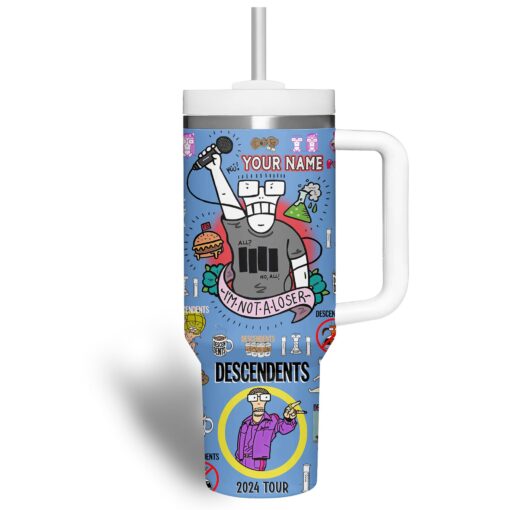 descendents music custom stanley quencher 40oz stainless steel tumbler with handle 6e25o