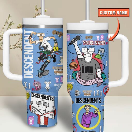 descendents music custom stanley quencher 40oz stainless steel tumbler with handle feiwb