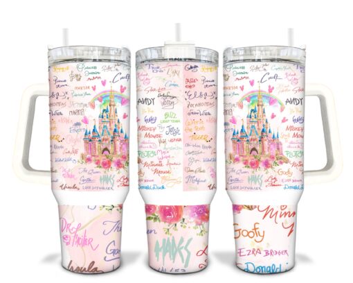 disney castle cartoon custom stanley quencher 40oz stainless steel tumbler with handle qpu2j scaled