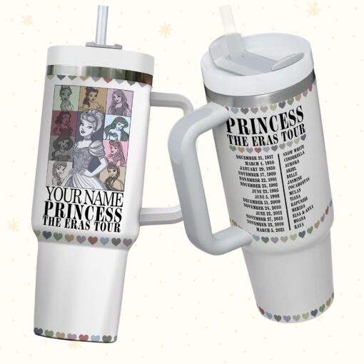 disney princesses the eras tour cartoon custom stanley quencher 40oz stainless steel tumbler with handle fdplf