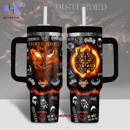 disturbed music custom stanley quencher 40oz stainless steel tumbler with handle