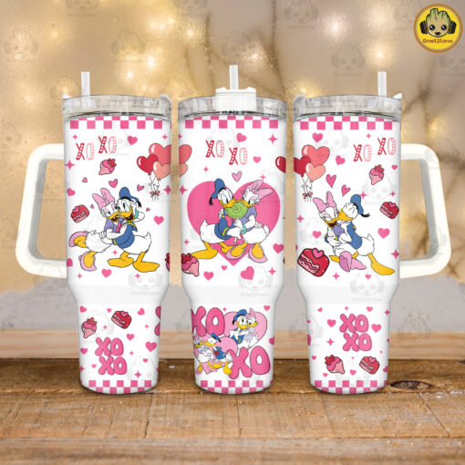 donald duck valentines gift disney cartoon custom stanley quencher 40oz stainless steel tumbler with handle arhyv 1