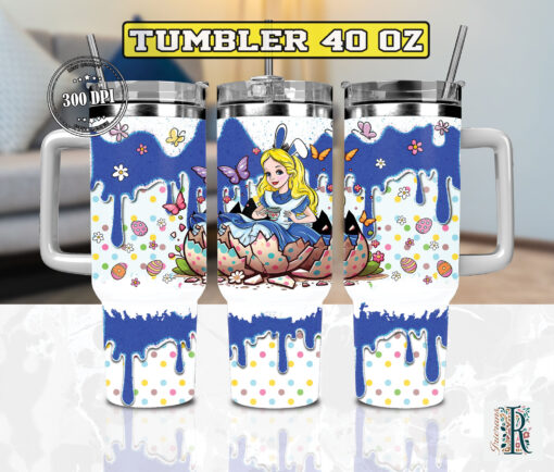 easter alice in wonderland disney cartoon custom stanley quencher 40oz stainless steel tumbler with handle ow0su