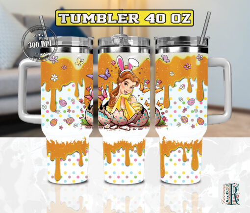 easter belle beauty and the beast disney cartoon custom stanley quencher 40oz stainless steel tumbler with handle zi9f0