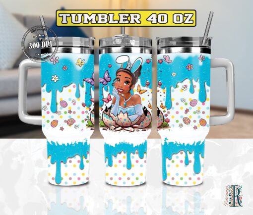 easter tiana the princess and the frog disney cartoon custom stanley quencher 40oz stainless steel tumbler with handle udj4v