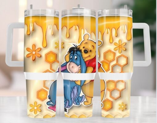 eeyore and pooh disney cartoon custom stanley quencher 40oz stainless steel tumbler with handle hmkgr